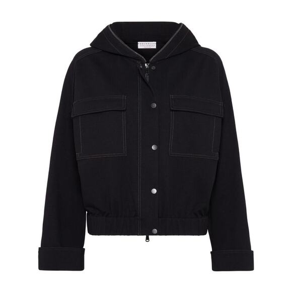Brunello Cucinelli Black Contrast Hooded Jacket Sz SM. - Picture 1 of 10